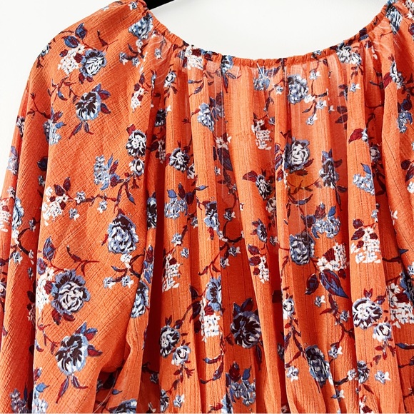 NWOT Free People New Final Rose Long Sleeve Blouse - Rust Combo XS - Picture 9 of 12